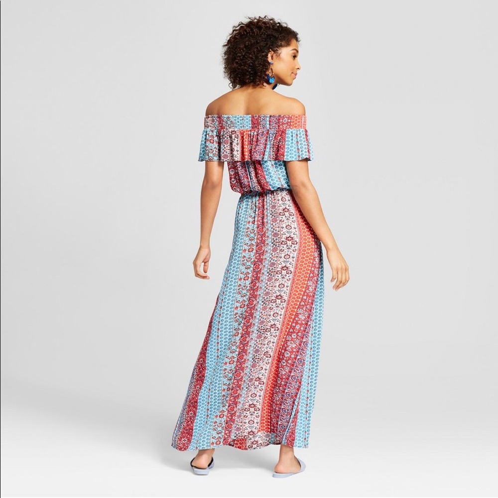 Women’s Off The Shoulder Maxi Dress Red -A38 - Picture 2 of 2